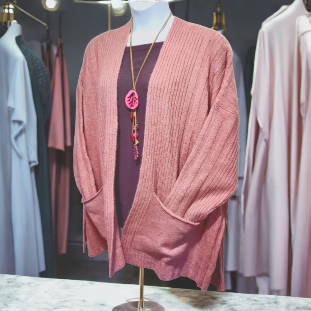 Top Shop Pink Long Sleeve Slouchy Open Cardigan size 12
